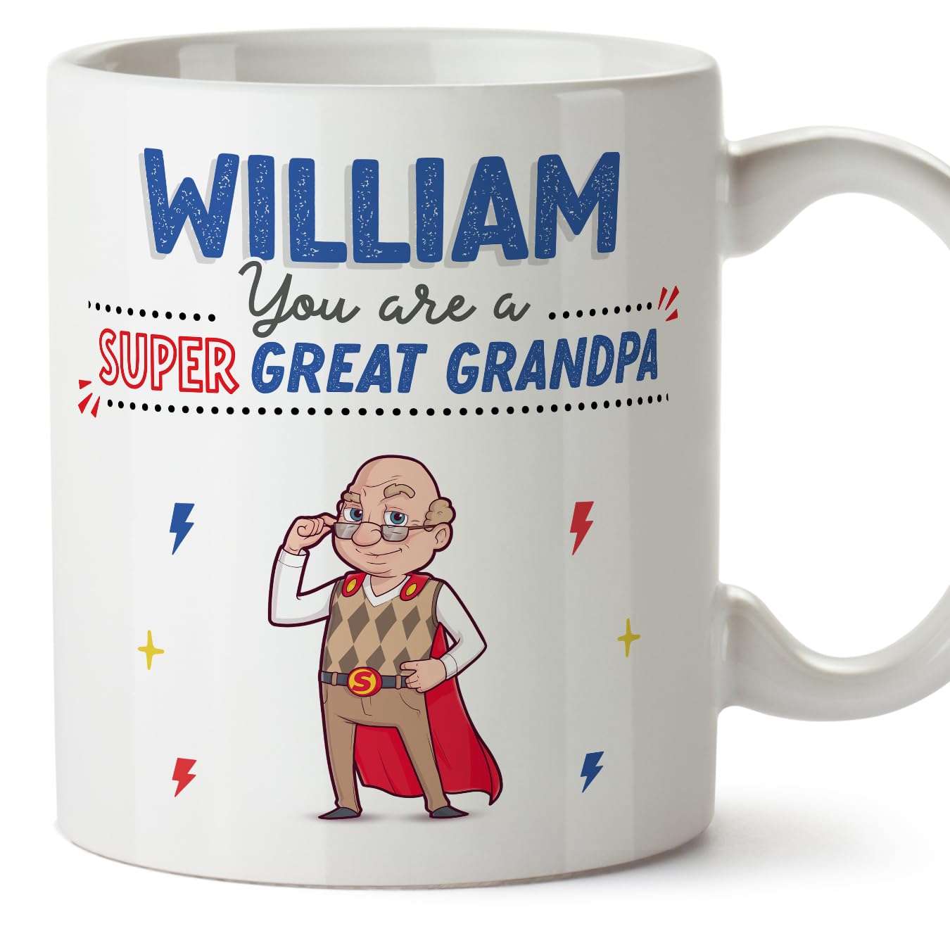 MUGFFINS Personalised Mug for Great Grandfather/Great Grandpa - in English - You are Super! - Funny Custom Gift - Ceramic 11oz Mug