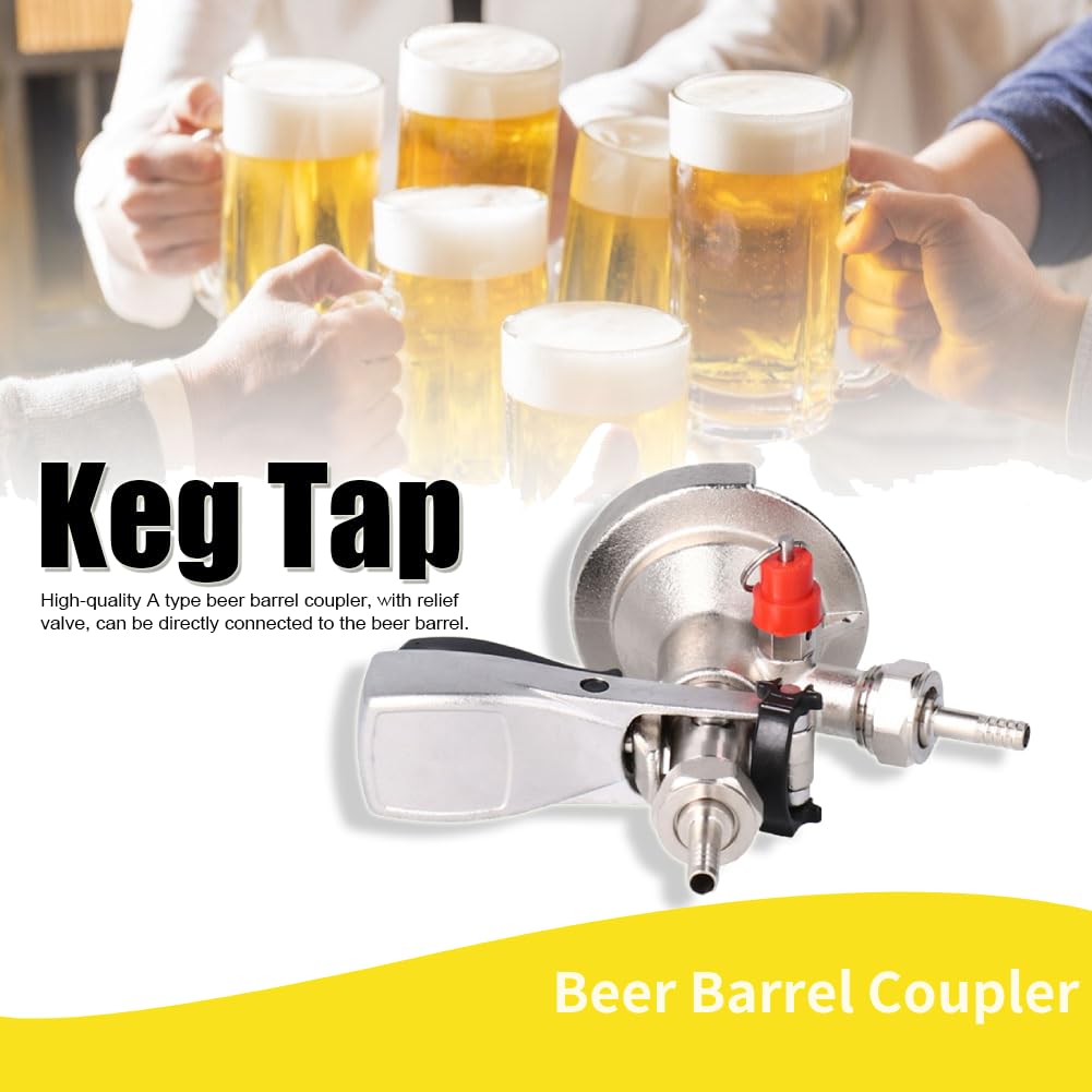 Coupleur de Fût de Bière, Distributeur de Robinet de Fût de Bière en Acier Inoxydable G5/8, un Coupleur avec Soupape de Décharge, Accessoire de Vin, Peut être utilisé avec les