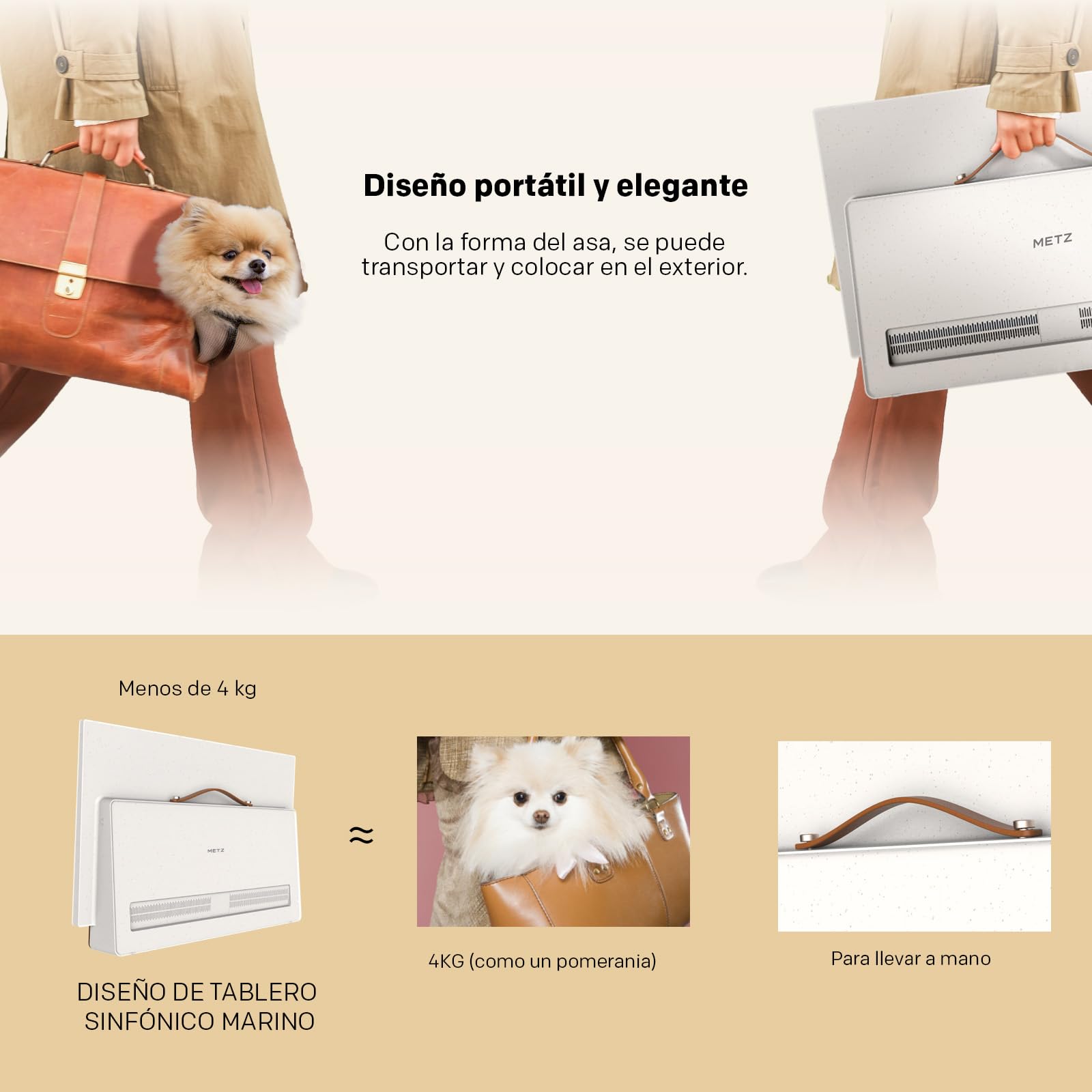 Metz TV Portable 24 Pouces (60 cm) Smart Google TV FHD Avec Batterie Intégrée Poignée HDR 10 Chargeur Voiture 12V Ecran Anti-reflet Dolby Audio HDMI USB Bluetooth Wi-FI (24MPE7000 Blanc)