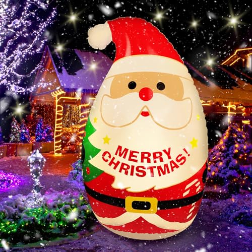 Yomaido Christmas Inflatable Santa Claus, 120cm Inflatable Tumbler Christmas Decorations Outdoor with Build-in Colorful LED Light, Blow Up Santa for Yard Garden Lawn Porch Xmas Party Decoration