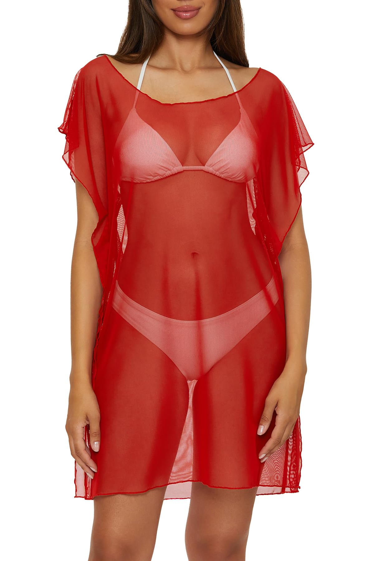 BCA by Rebecca Virtue Womens Amara Mesh Tunic Casual Beach Cover Ups for Women