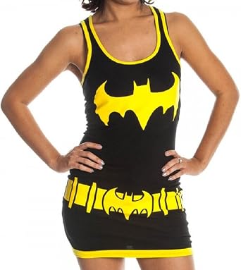 Batman Batgirl Womens Junior Miss Tank Top Shirt Short Mini Skirt Body Dress Small