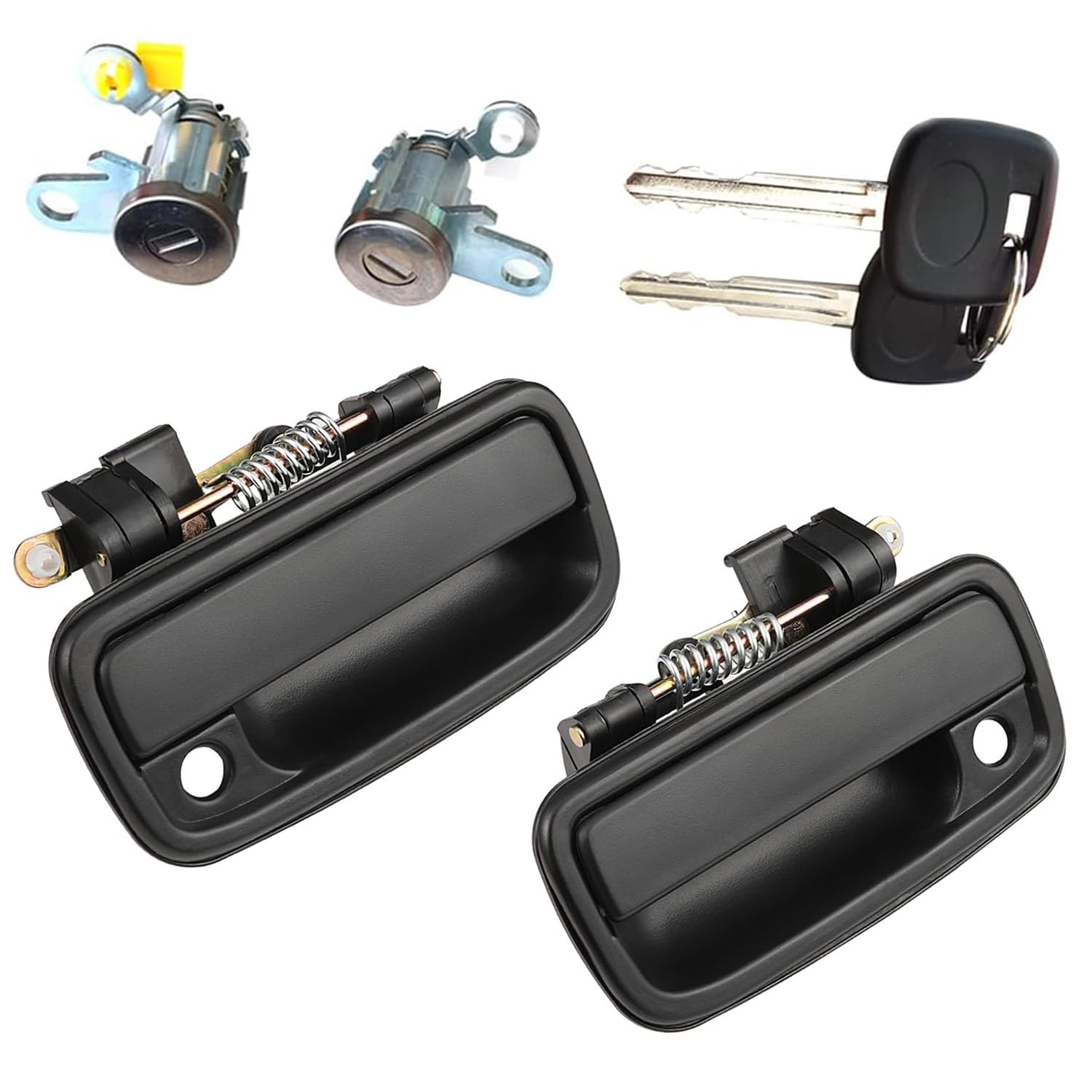 Lcyolada Exterior Door Handles w/Lock Cylinders & Keys for 1995-2004 Toyota Tacoma, Front Driver and Passenger Side Replaces 69220-35020, 69210-35020,