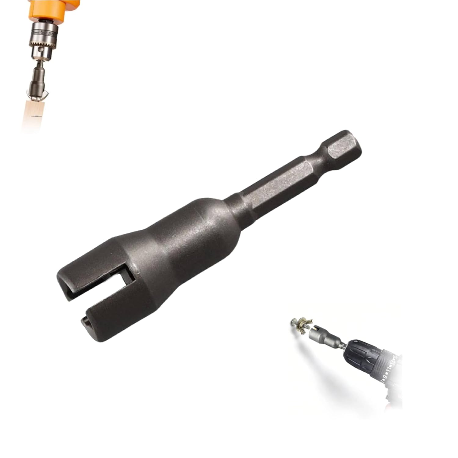 Wing Nut Driver, Power Wing Nut Drill Bit Socket Tool with 1/4 Quick Connect Hex Shank, for Panel Win-g Nuts, Screws Eye, C Hook Bolt, Q-Hanger, Wire Twisting (Black)