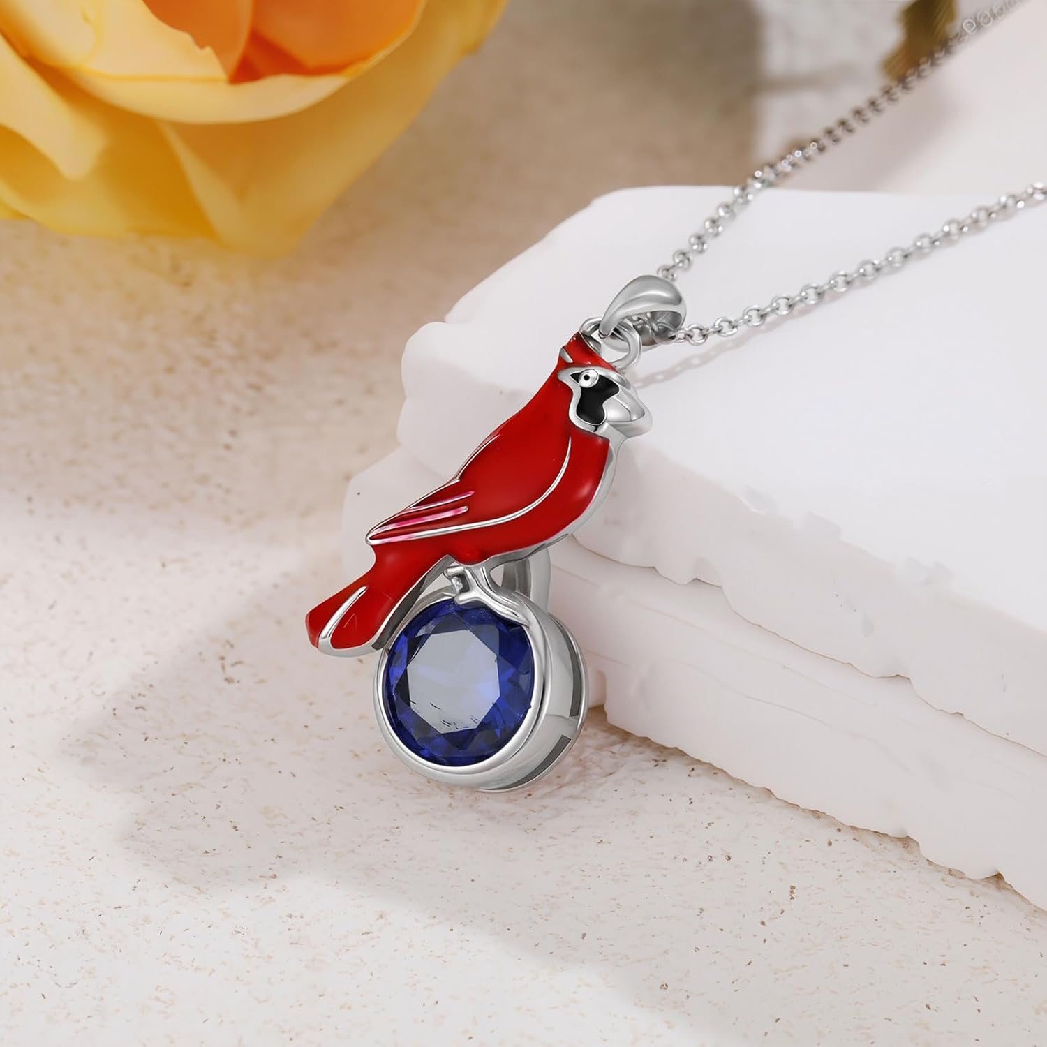 LONAGO Cardinal Necklace with Birthstone 925 Sterling Silver Red Bird Necklace Memorial Cardinals Appear When Angels Are Near Jewelry Gifts for Women Mom - Image 2