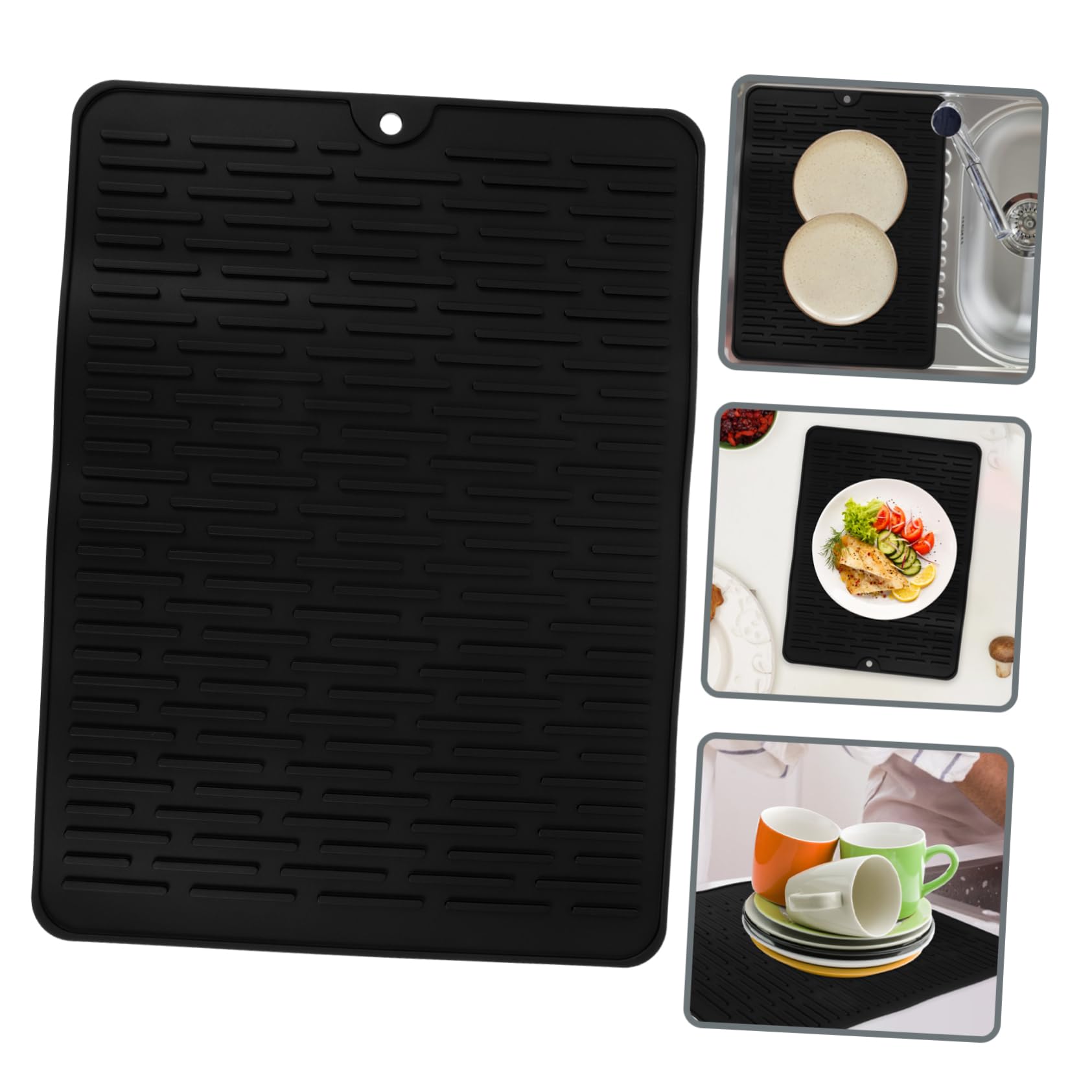 Cabilock 4 Piezas Alfombrilla de Secado de Silicona Antideslizante para Platos y Ollas Protección de Superficie de Cocina Grande para Escurrir Utensilios de Cocina y Vajilla