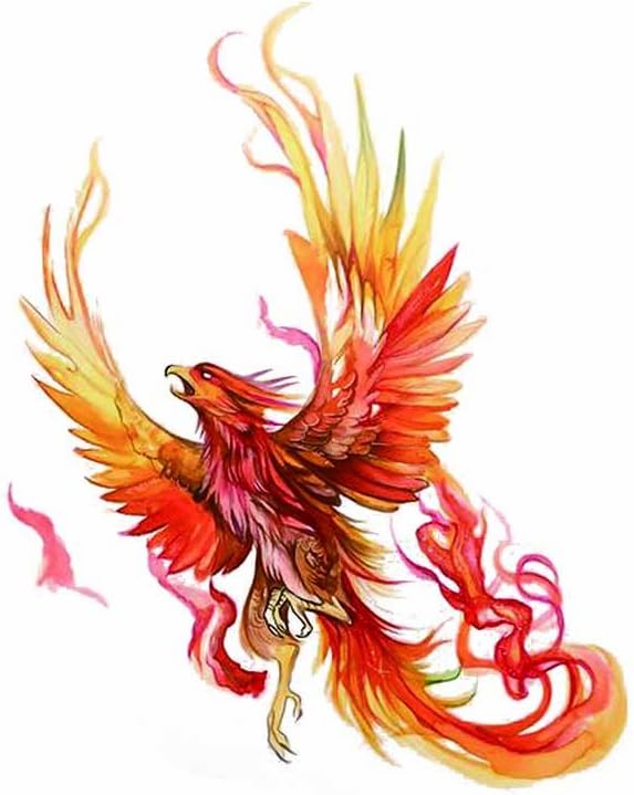 5 Sheets Phoenix Temporary Tattoo Fake Tattoo Sticker For Women Men Hand Body Art 9.8X6cm FA-313