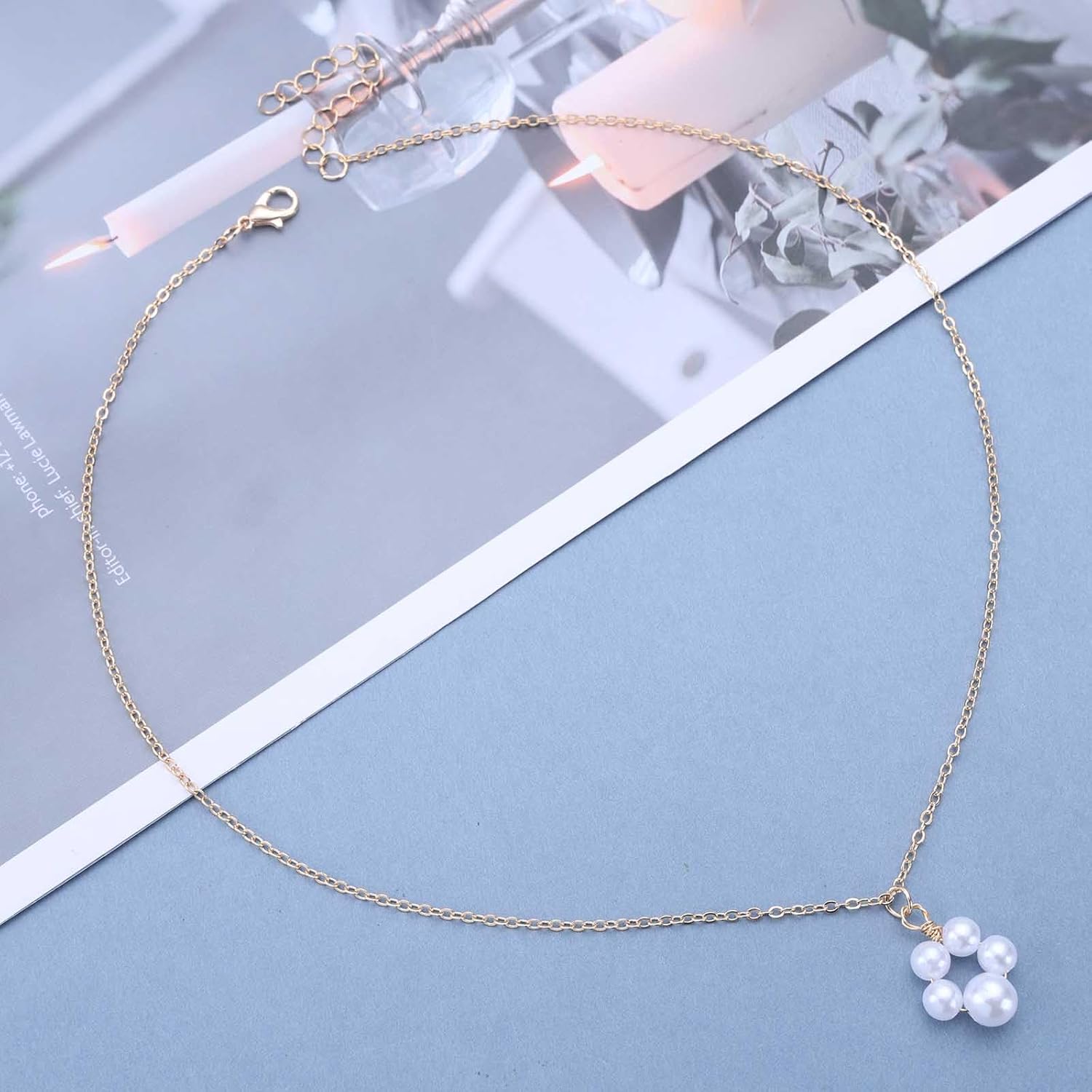 Andelaisi Boho Pearl Choker Necklace Vintage Pearl Cat Claw Necklace Gold Cute Pearl Necklace Minimalist Pearl Chain Necklace Jewelry for Women - Image 3