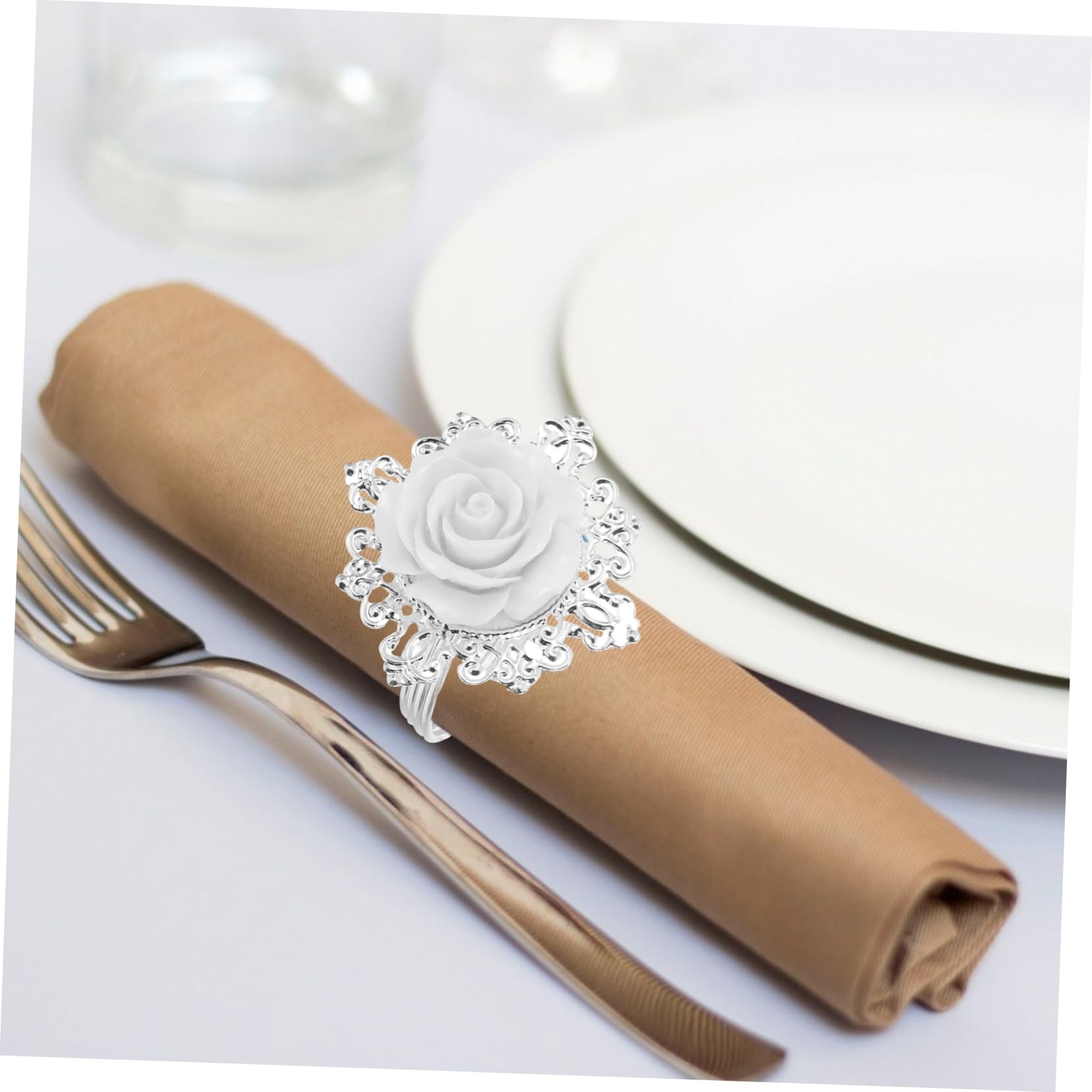 POPETPOP 24stücke Weiß Napkin Ringe Aus Zinklegierung Kreative Serviettenhalter Für Hochzeiten Feste Dinnerpartys Und Mehr