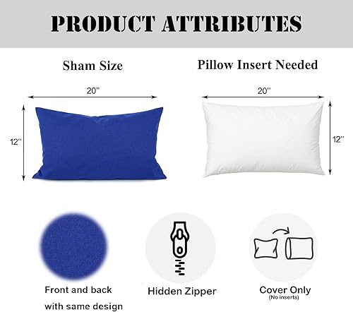 Miniatura 4 de YOUR SMILE Fundas de cojín decorativas cuadradas puras, mezcla de algodón y lino, 18 x 18 pulgadas, paquete de 2 (azul claro, 12 x 20 pulgadas)