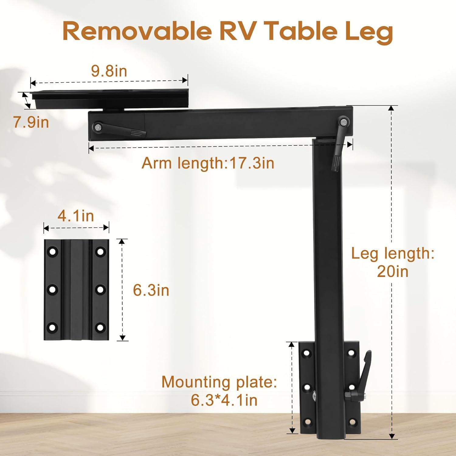 Abnehmbare RV Tischbein-Accessoires​ – Können 360 Grad Drehbare Eingestellt Werden Tischbeinhalterung für Wohnmobile, Wohnwagen und Yachten (Black)