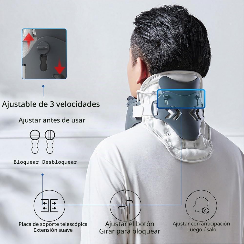 HEYOUTH Dispositivo de Tracción Cervical Ajustable y Ligero - Soporte para Cuello con Airbag, Alivio Dolor y Alineación Vertebral para Uso en Hogar
