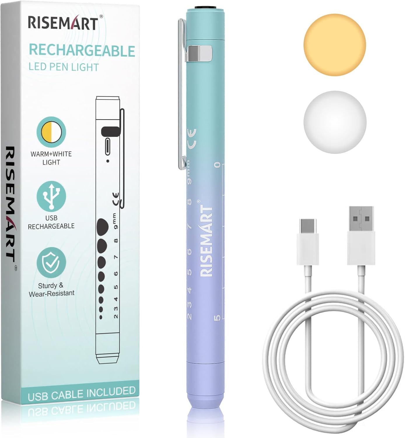 Rechargeable Pen Light for Nurses and Doctors – LED Medical Penlight with USB Charging, Dual Light Modes, Durable Clip – Ideal Gift for Graduation, Night Shift, Clinical Use – Blue Purple Gradient