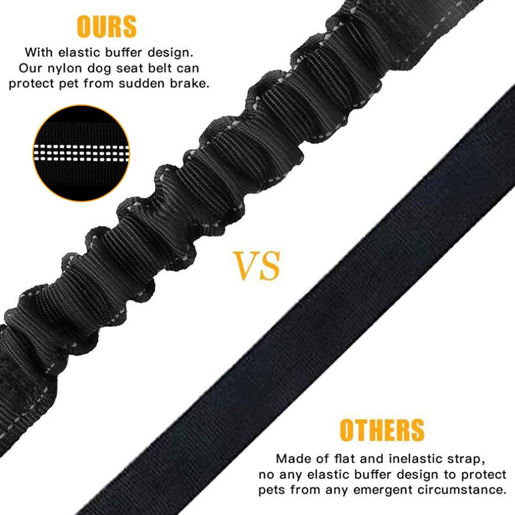 Ceinture Securite Chien Ceinture Chien Voiture Ceinture de Sécurité Longueur Réglable Amorti Absorption des Chocs Ceinture Réfléchissante Élastique Noire Convient à Tous Les Chiens et Voitures
