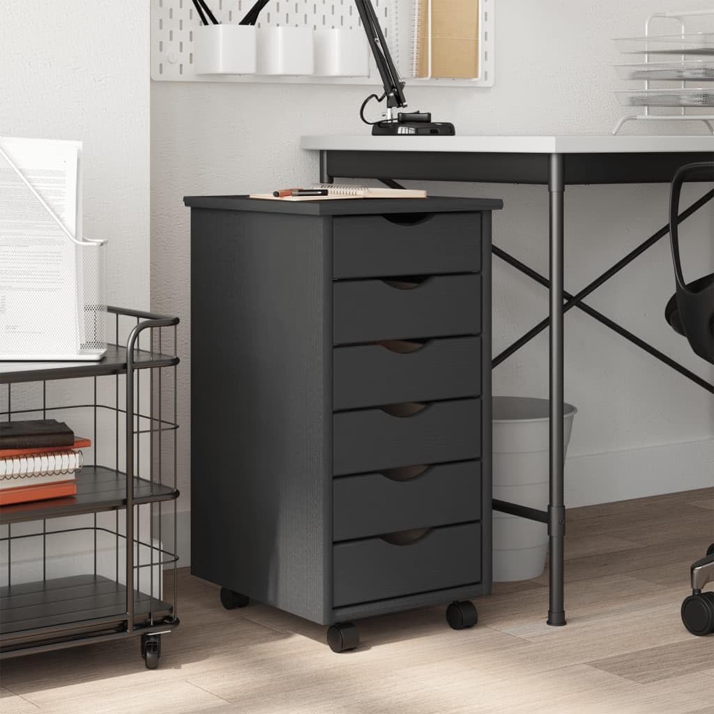 TEWTX7 Storage Cabinet, Rolling Storage Cabinet for Home Office with Drawers MOSS Gray Solid Wood Pine, Grey