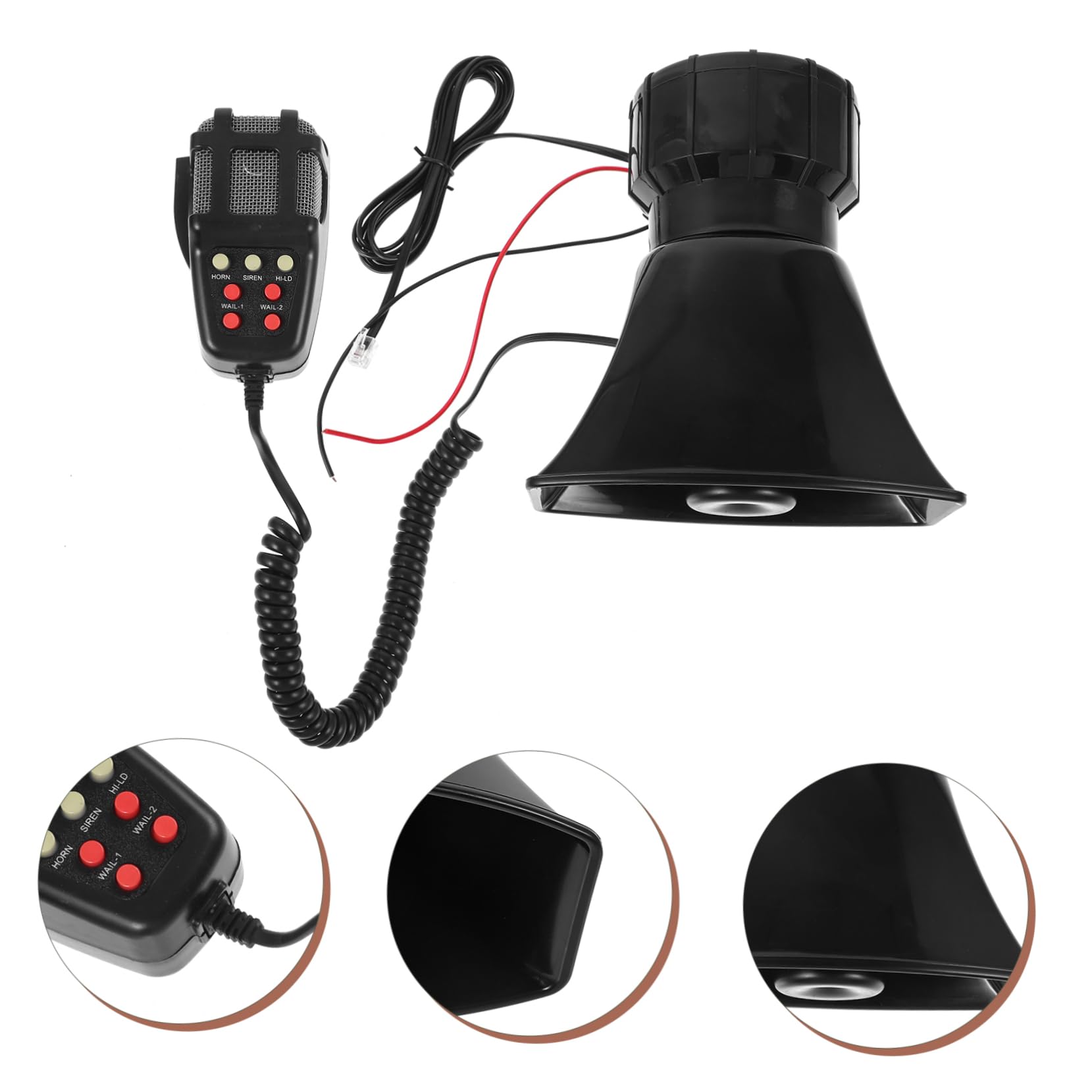 MAGICLULU Clacson per Auto e Camion 12v, Sirena 7 Toni Registrazione Messaggio, Plastico Nero, per Allarme Veicolo e Uso Quotidiano