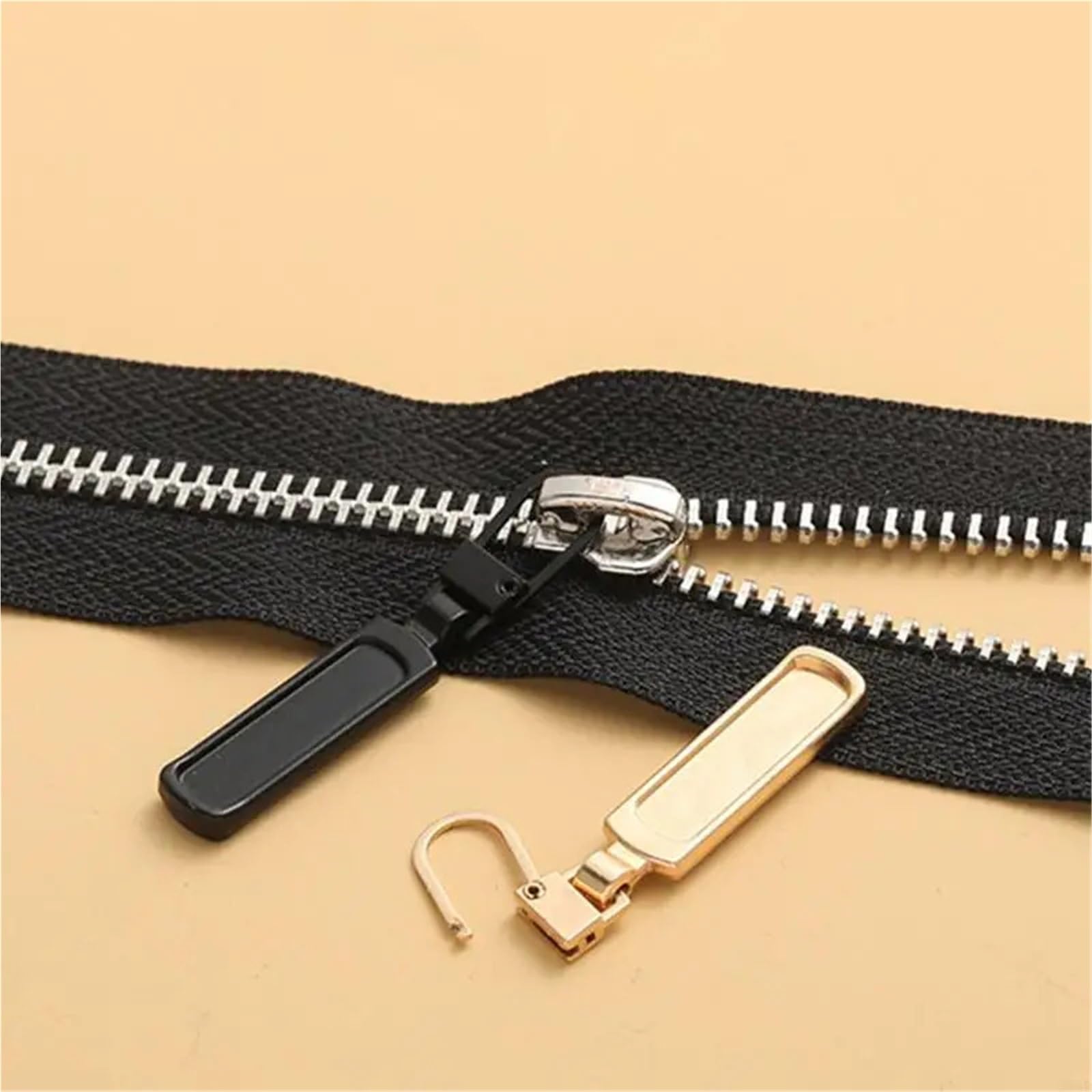 Lot de 80 fermetures éclair amovibles en métal pour sac à dos, valise, veste, sac, manteau (doré)