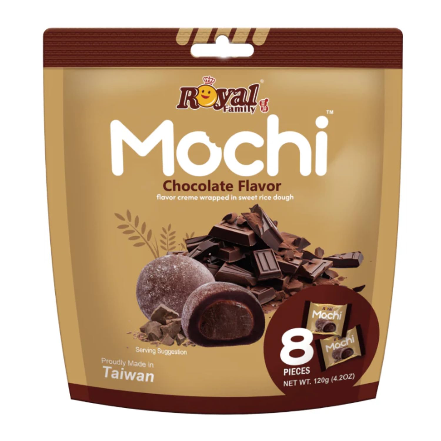 Royal Family Mochi Chocolate Flavour, No Artificial Color or Flavor, 8pcs 120g (Imported)
