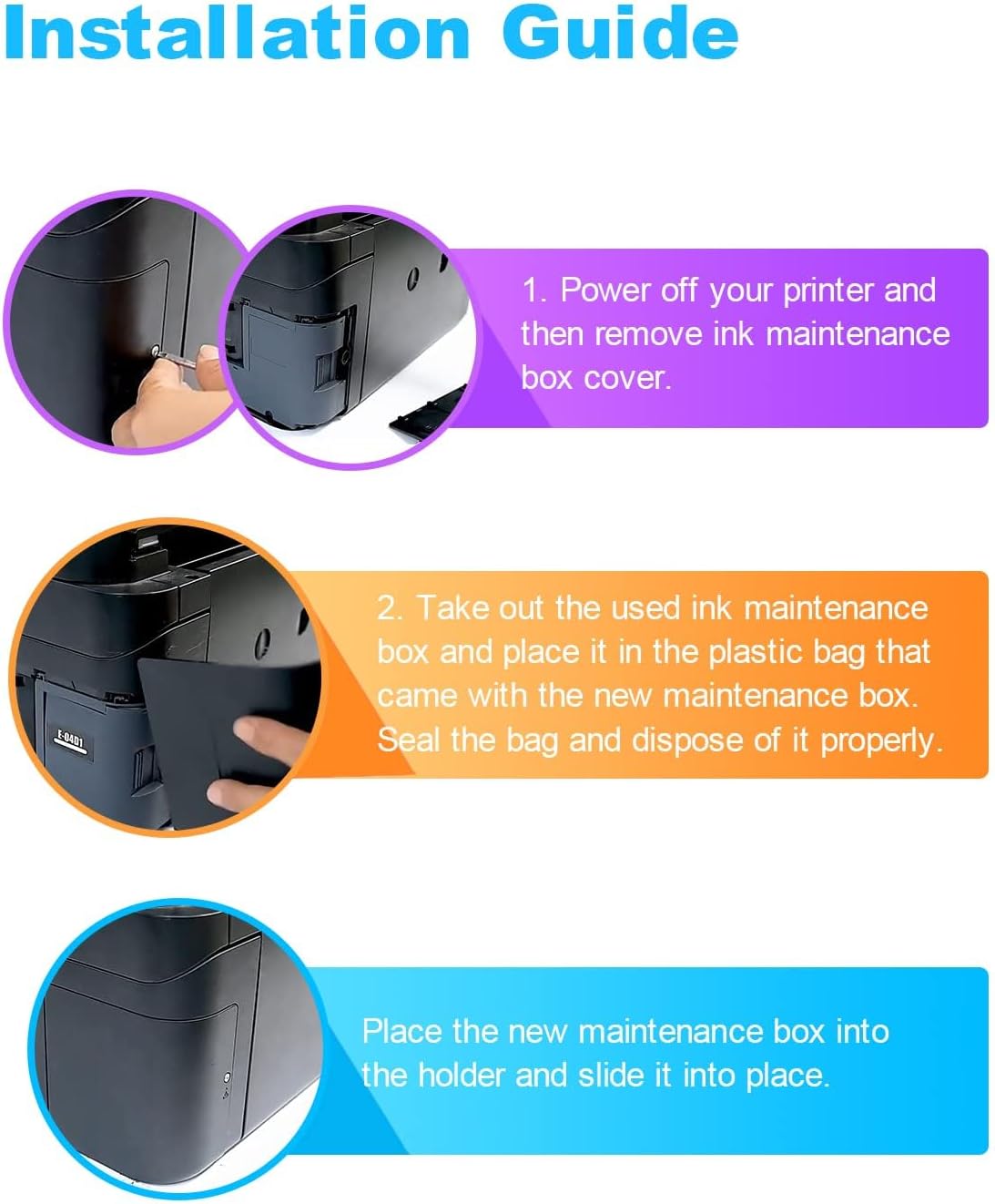 C13S210125 Ink Maintenance Box S210125 SC23MB Waste Ink Tank Replacement Compatible for EPSON Surecolor SC-F170 F100 F150 Dye Sub Printers, F170 Ink Maintenance Box 2 Packs