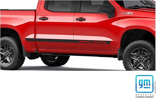 Miniatura 5 de Chevy Silverado - Calcomanías de cuerpo de doble cabina y tripulación Trail Boss color negro mate 2019-2025 con licencia GM