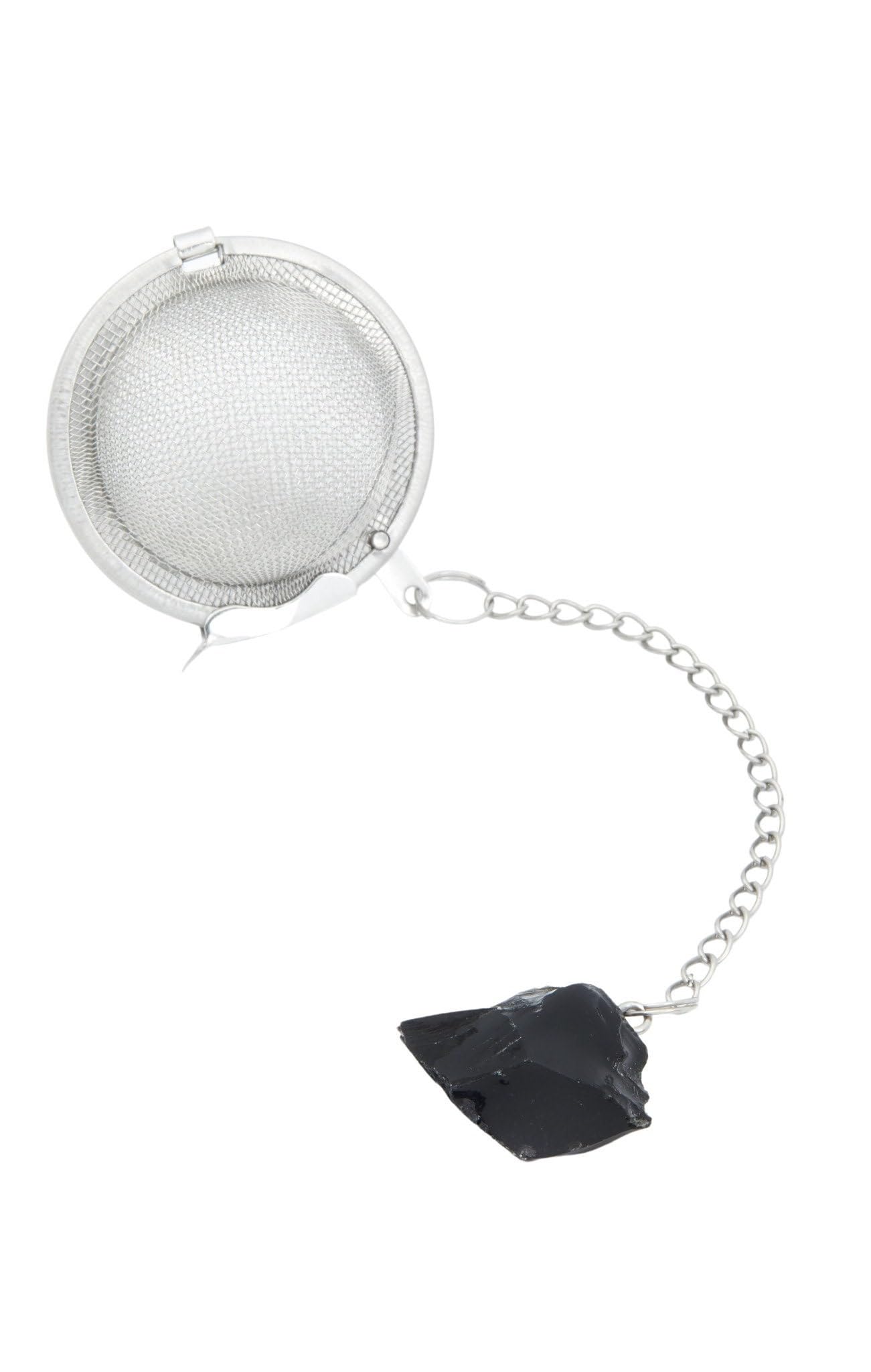Raw Black Obsidian Crystal Tea Infuser by New Moon Beginnings - Tea Steeper - Black Obsidian Cute Tea Strainer - Black Obsidian Tea Ball - Protection, Grounding, Stress Relief