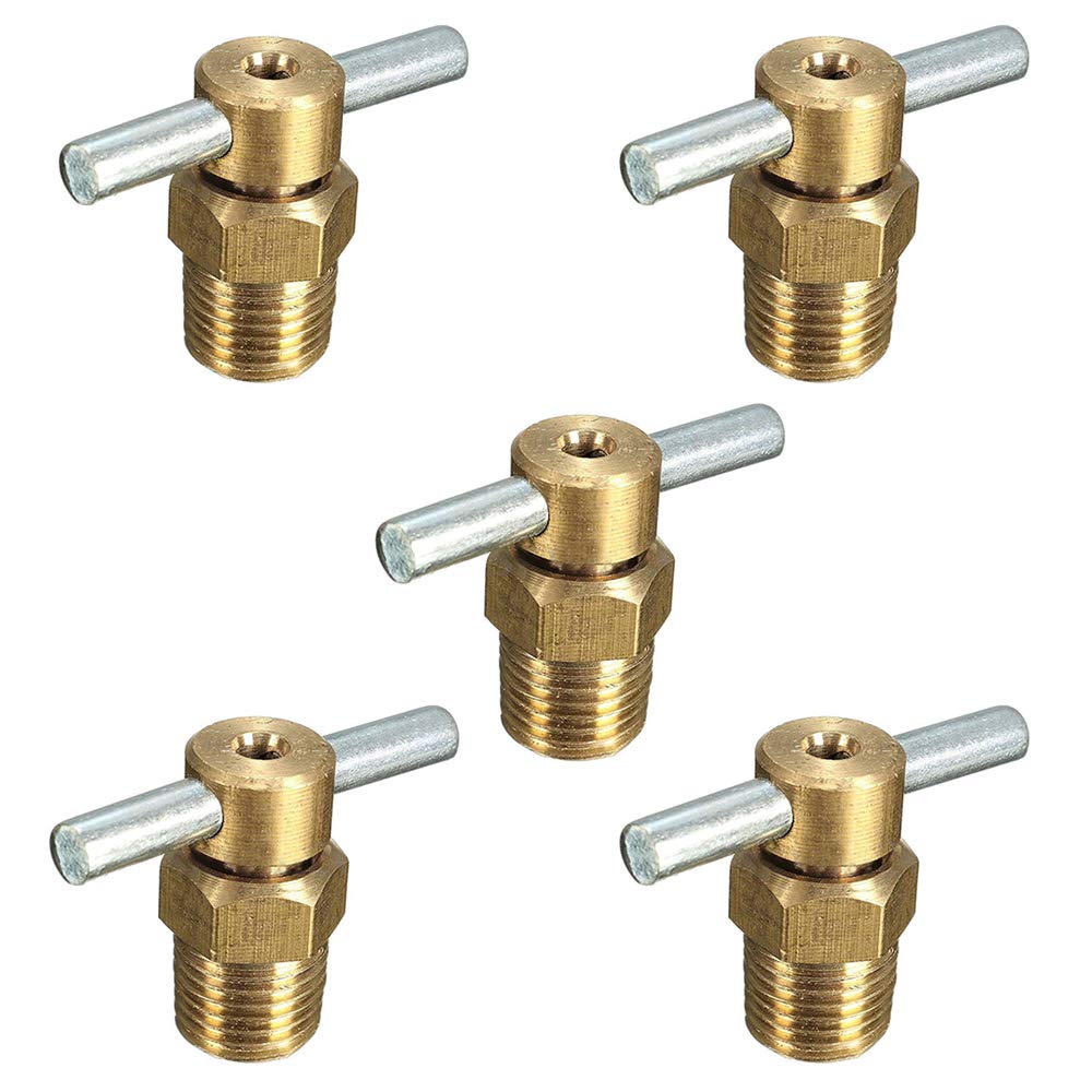 SMTHOME1/4'' NPT Brass Water Drain Valve for Train/Air Compressor Tanks Replacement Part, Set of 5