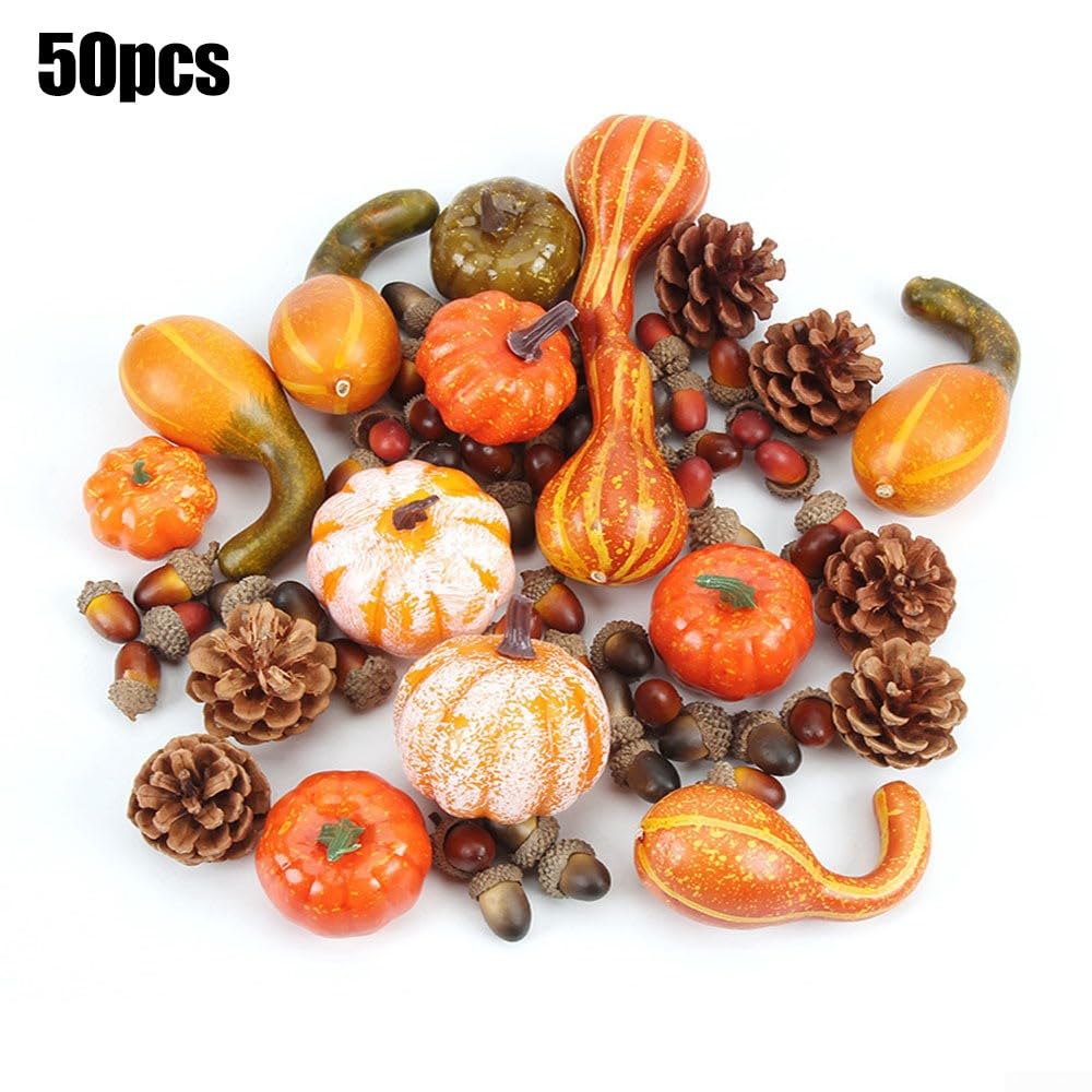 Citrouilles Artificielles Décorations Automne - Avec Feuilles D'érable, Baies, Pour Table Thanksgiving, Photo, 20x19 Cm - 3