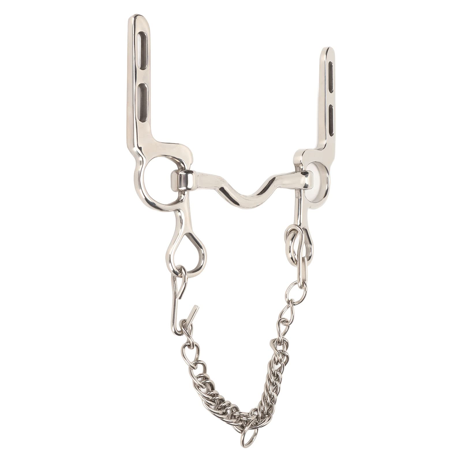 Bocado de Boca de Caballo de Acero Inoxidable, bocado de rienda a Prueba de óxido con Gancho de Rodillo y Cadena para un Control fácil, diseño sin presión sobre el paladar para gra