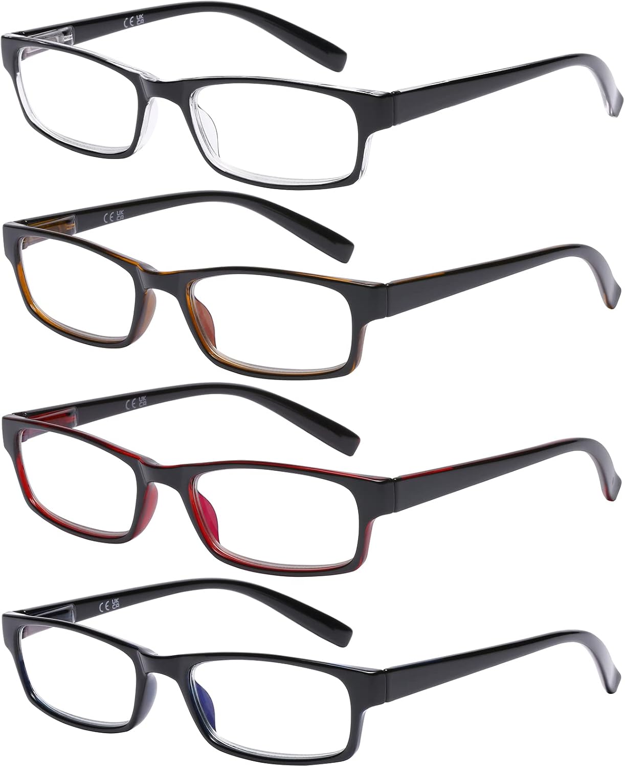 AQWANO Reading Glasses for Men Women - 4 Pack Blue Light Blocking Readers with Spring Hinge Anti-Glare UV Rays for Computer,Phone,Reading 1.25