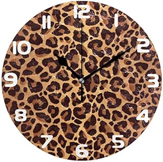 Hunihuni Wall Clock Animal Leopard Print Silent Non-ticking Clock for Bedroom Living Room Home Office Decor
