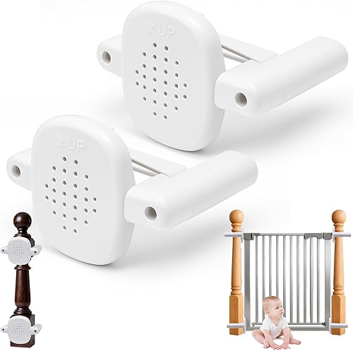 Miniatura 1 de 2 Pcs Baby Gate Banister Adapter, No Hole Stairway Baby Gate Mounting Kit, Works with RetractableMeshIron Gates, Stair Banister Protector (Not