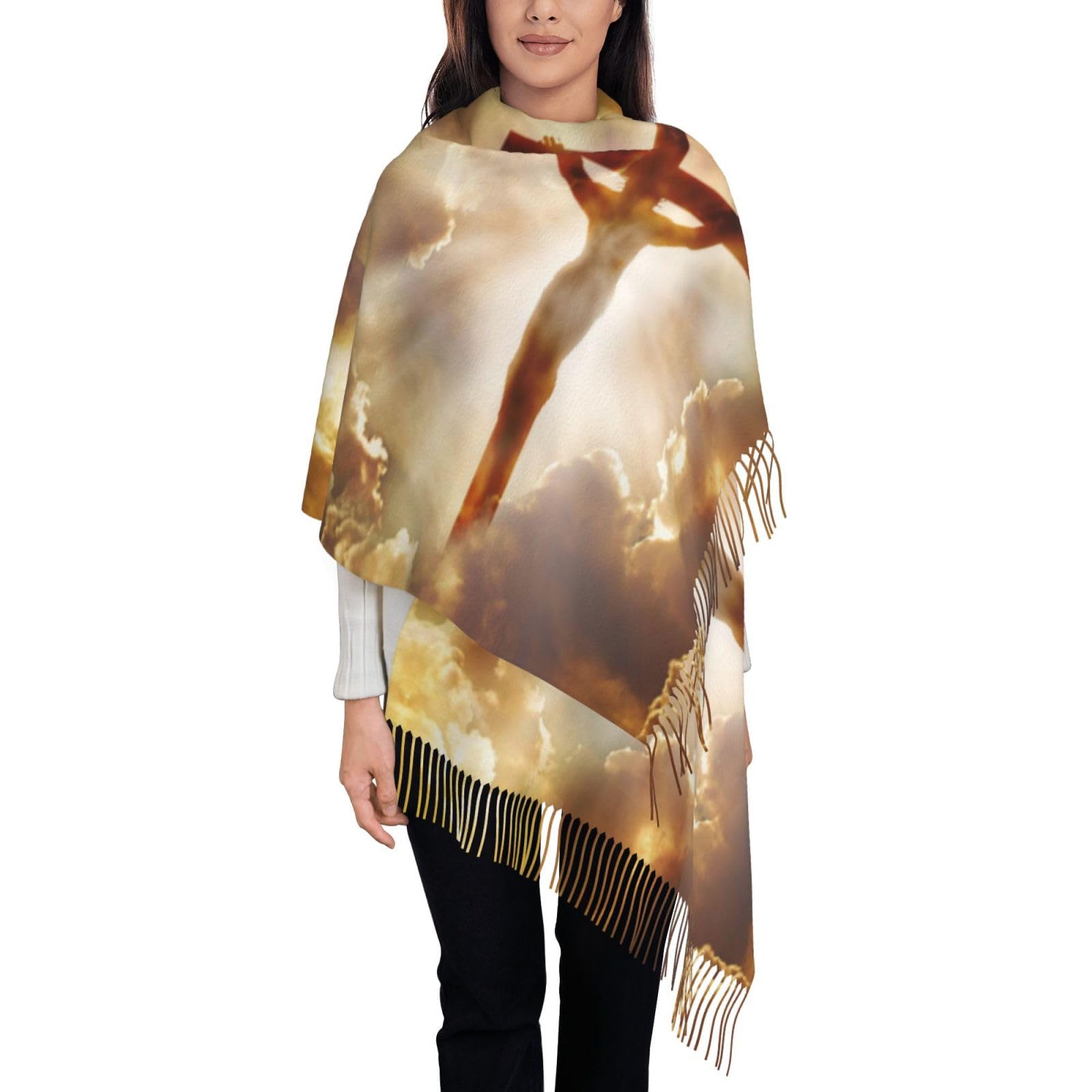 ZTUOECVTassel Scarf Wrap Shawl for Women Warm Soft Large Long Rectangular Fashion Traditional Scarves Evening Dresses Scarve