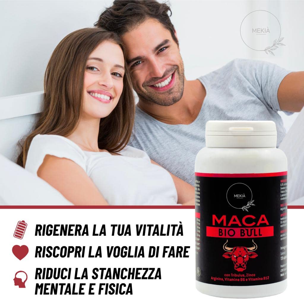 Tribulus Terrestris e Maca Peruviana nera con L Arginina. Integratore uomo alte prestazioni + Vitamine B + Zinco, boost testosterone .Incremento Massa Muscolare Potente Energizzante Uomo