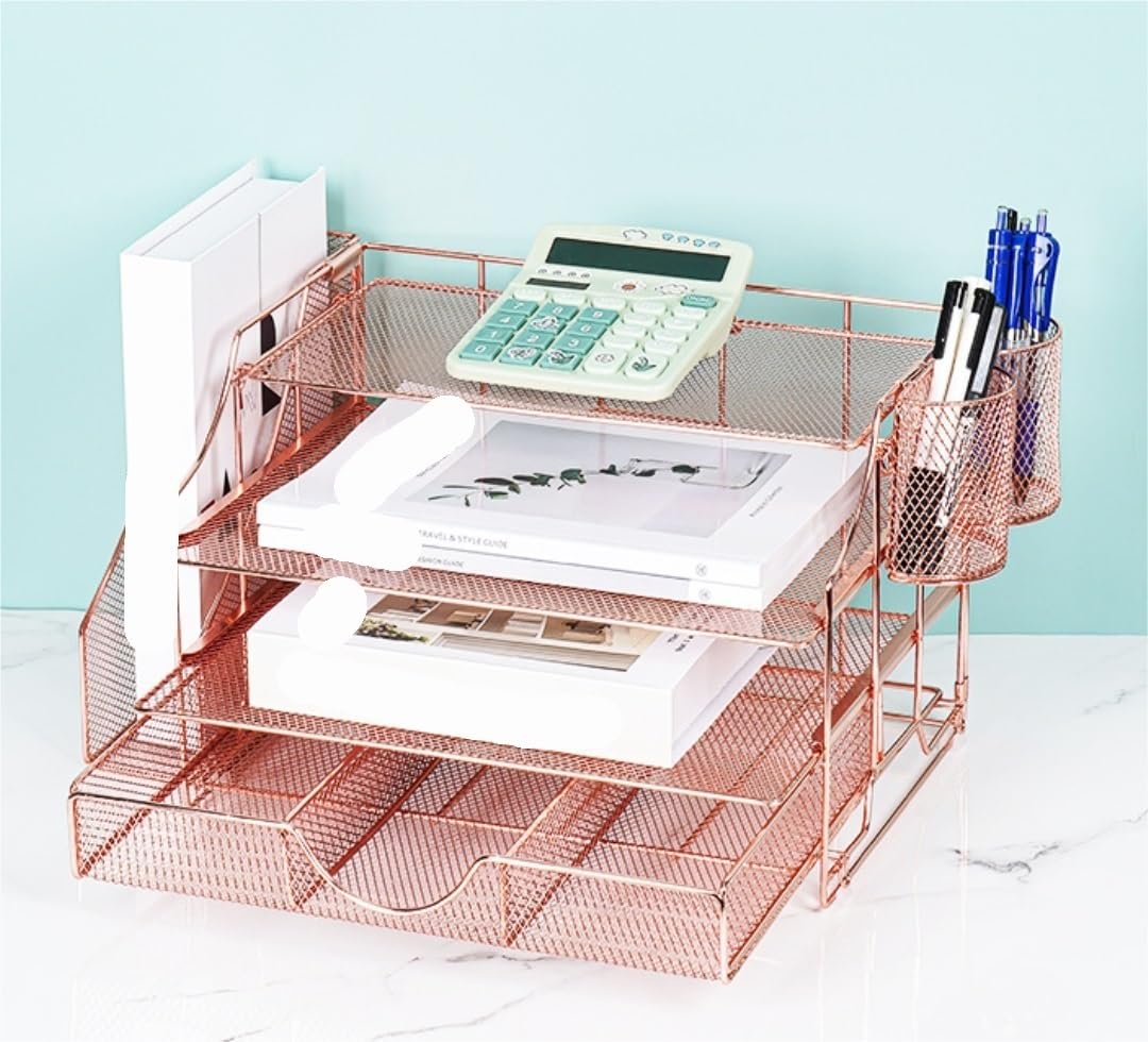 Schreibtisch-Organizer, Papier-Briefablage-Organizer mit Aktenhalter, Schreibtischzubehör und Arbeitsbereich, Schreibtisch-Organizer mit Schublade, Schreibtisch-Organizer für Sammlungen (A 46 x 23 x
