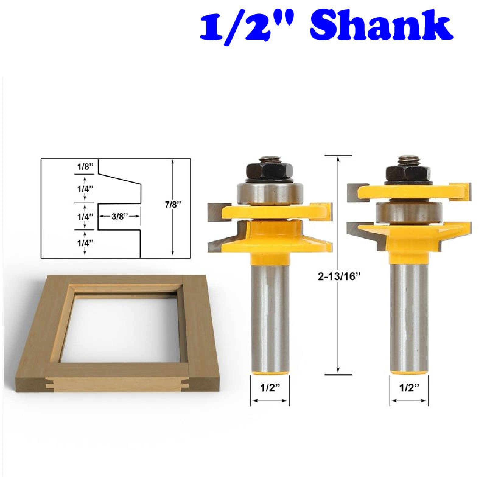 LETBUY 3-Piece Crown Molding Router Bit Set – 1/2" Shank, Corner Rounding & Edge-Forming Carbide Tipped Bits For Woodworking
