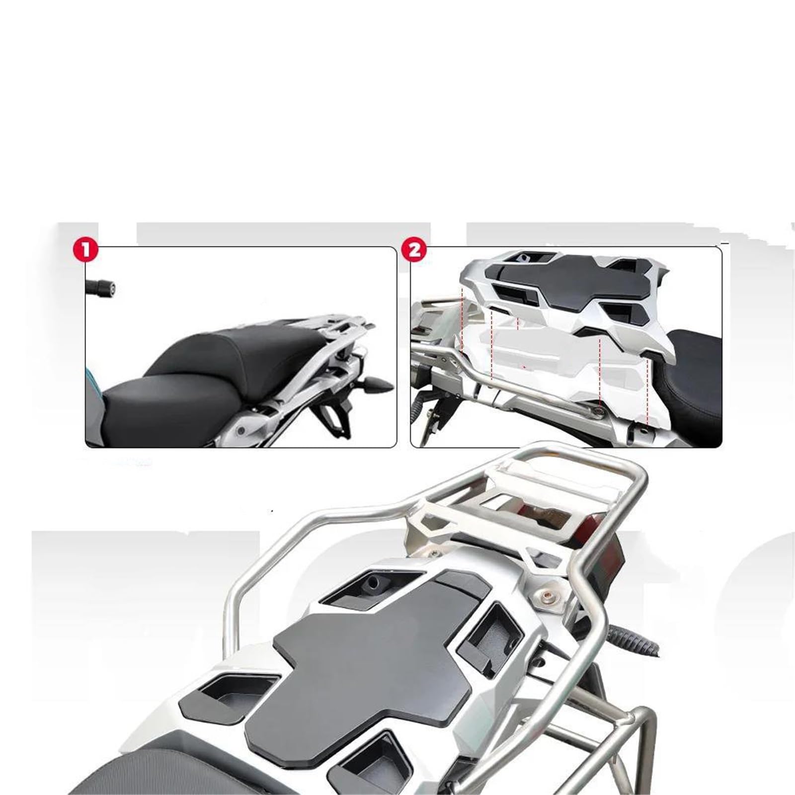 Coda Coprisedile Carena Copertura Posteriore Per Sella Moto Per BMW R1200GS R1250GS Adventure R 1250 1200 GS/ADV LC Kit Portapacchi Per Sella Passeggero(Nero)