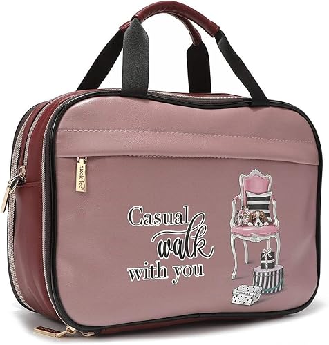Miniatura 5 de Nicole Lee Bolsa de maquillaje cosmética para mujer, bolsa de viaje con 5 compartimentos, Todas las emociones, Bolsa de maquillaje cosmética de