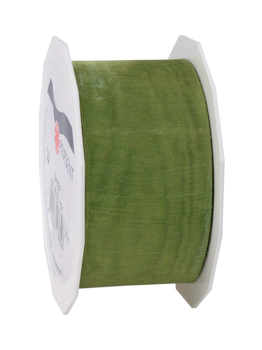 PRÄSENT Organza Ribbon, Polyester, Olive, 40mm-25m