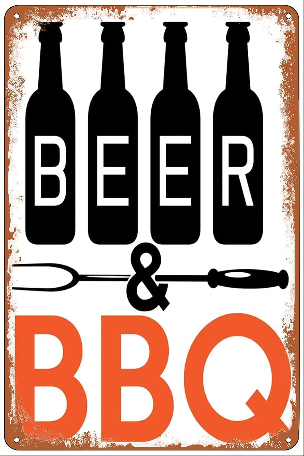 SMAZDFXX Metal Tin Sign BEER ＆ BBQ Vintage Funny Plaque Poster for Indoor Outdoor Yard Man Cave Garage Farmhouse Bar Pub Beer Wall Decor Art 5.5"x8"