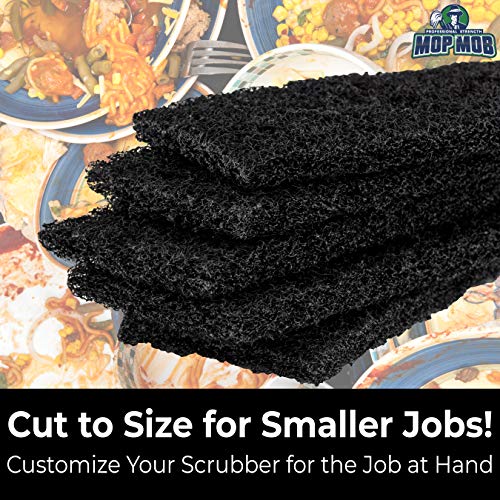Heavy Duty XL Black Scouring Pad 5 Pack. 10 x 4.5in Large Multipurpose Nylon Scrubbing Sponges. Clean Bathrooms, Kitchens, Counters and Floors to Erase Grime and Make Surfaces Sparkle - Thumbnail 7