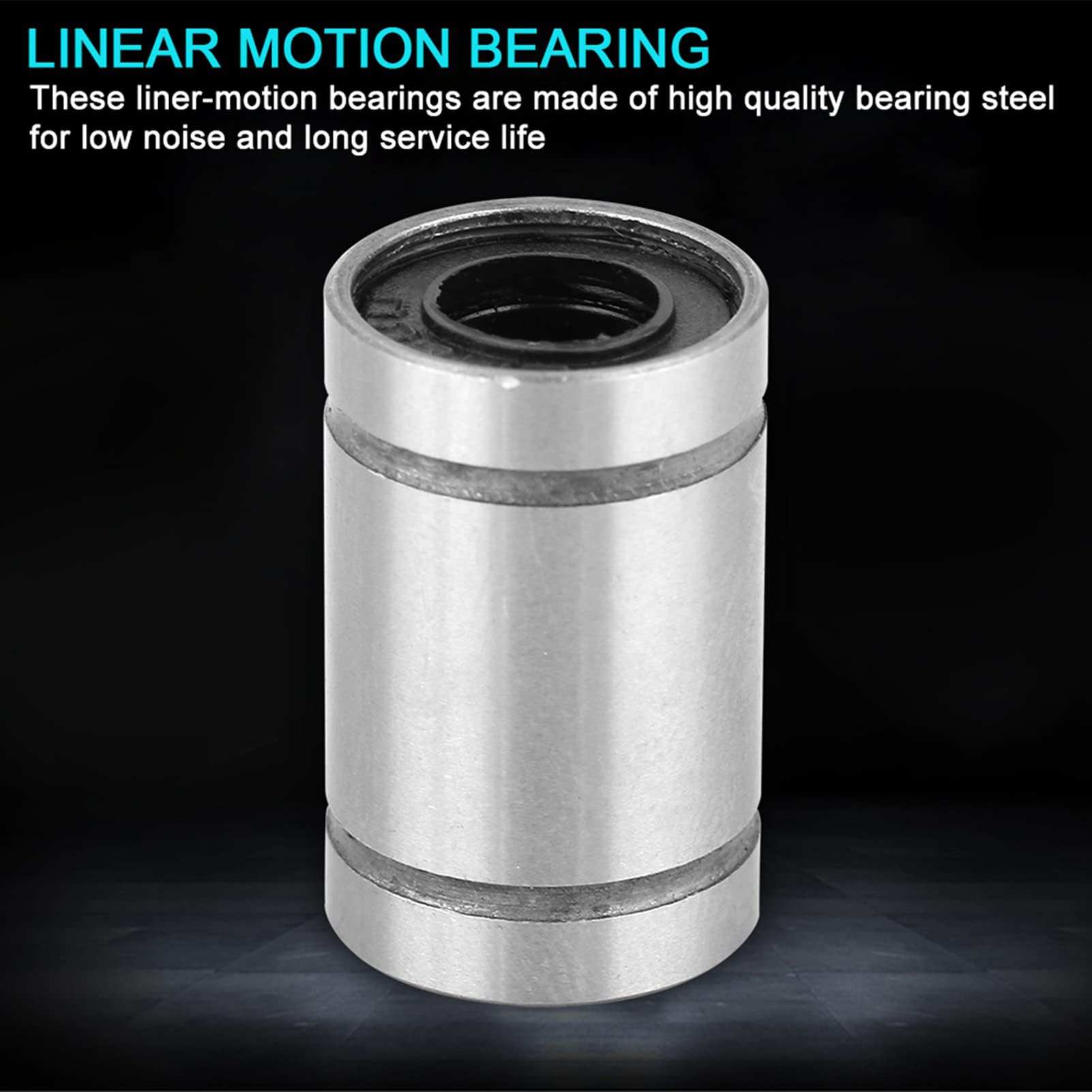 LM6UU 6mm Linear Motion Ball Bearing Bushing, Bearing Steel for 3D Printer CNC Parts, Pack of 8, Double Sealed, Great for 6mm Shaft Projects