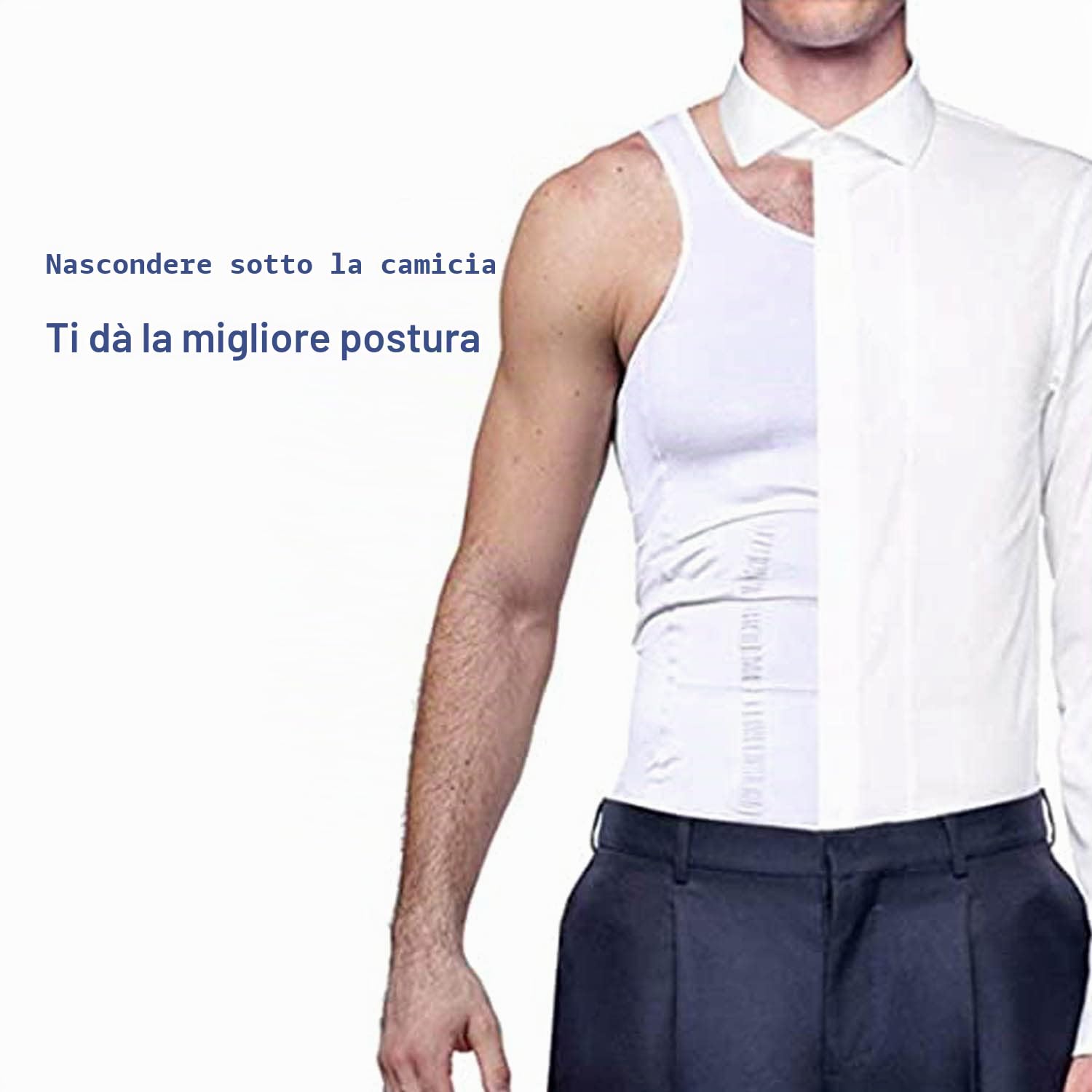 Canotta Slim Fit, Maglie Senza Maniche da Uomo, Maglia Aderente a Compressione, Gilet Addominale, Magliette Intime da Allenamento e Addome