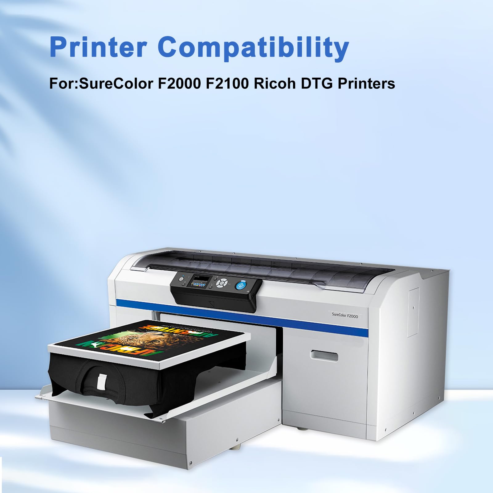 DTG Tinte 500ml, DTG Ink Direct to Garment Printing Ink für Textilien Kompatibel mit SureColor F2000, F2100, P600, P800 DTG Drucker und alle Epson Druckkopf DTG Drucker(2W+1B+1C+1M+1Y)
