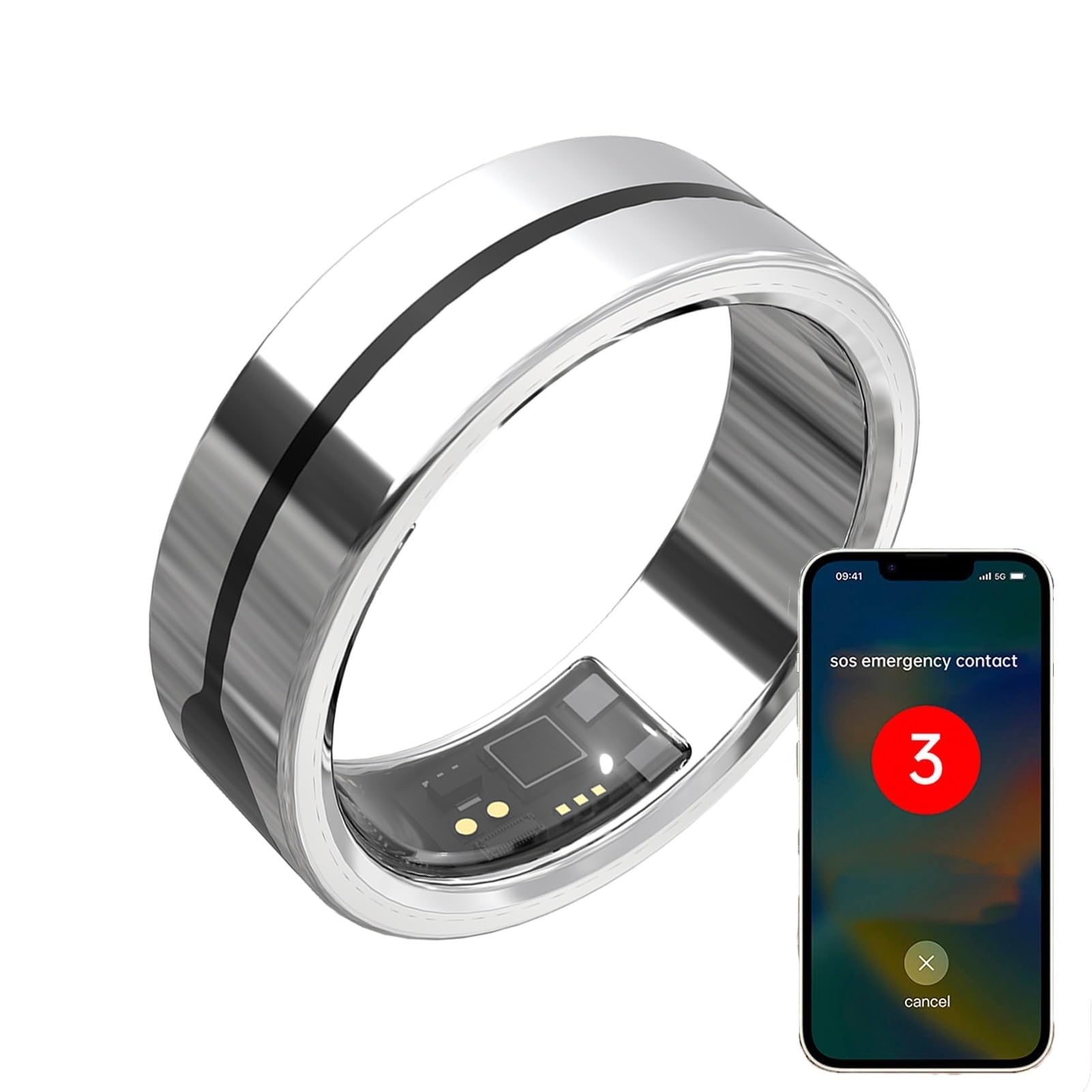 Smart Ring Sleep Tracking Wearable Device Heart Rate Blood Oxygen Fitness Tracker with Charging Box with Sos Rescue