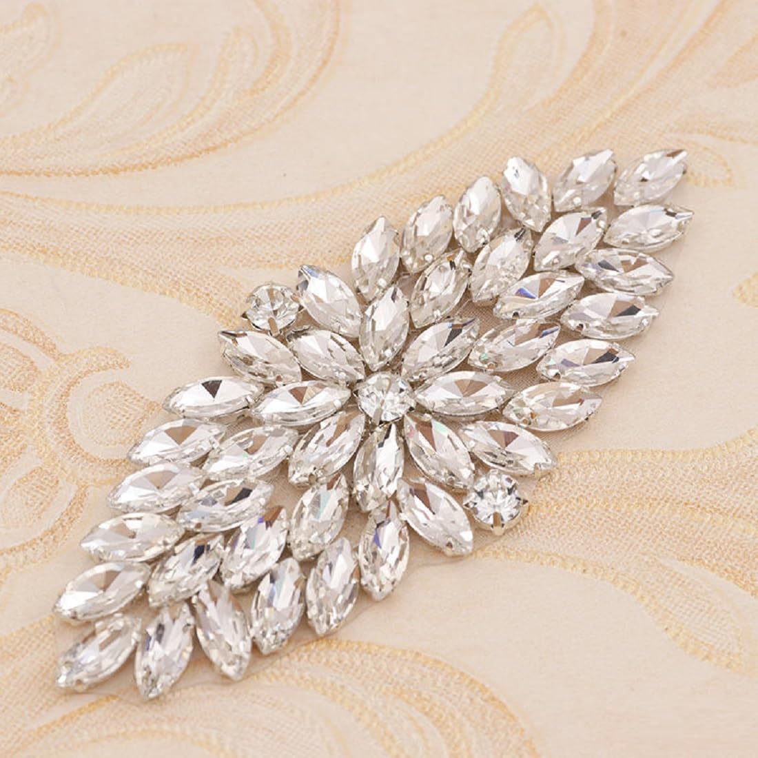 Dream Billions Hand Embroidered Leaf Shape Mix Rhinestones Crystal Appliques Sewing Applique Patches (1pc) Trims-image-39