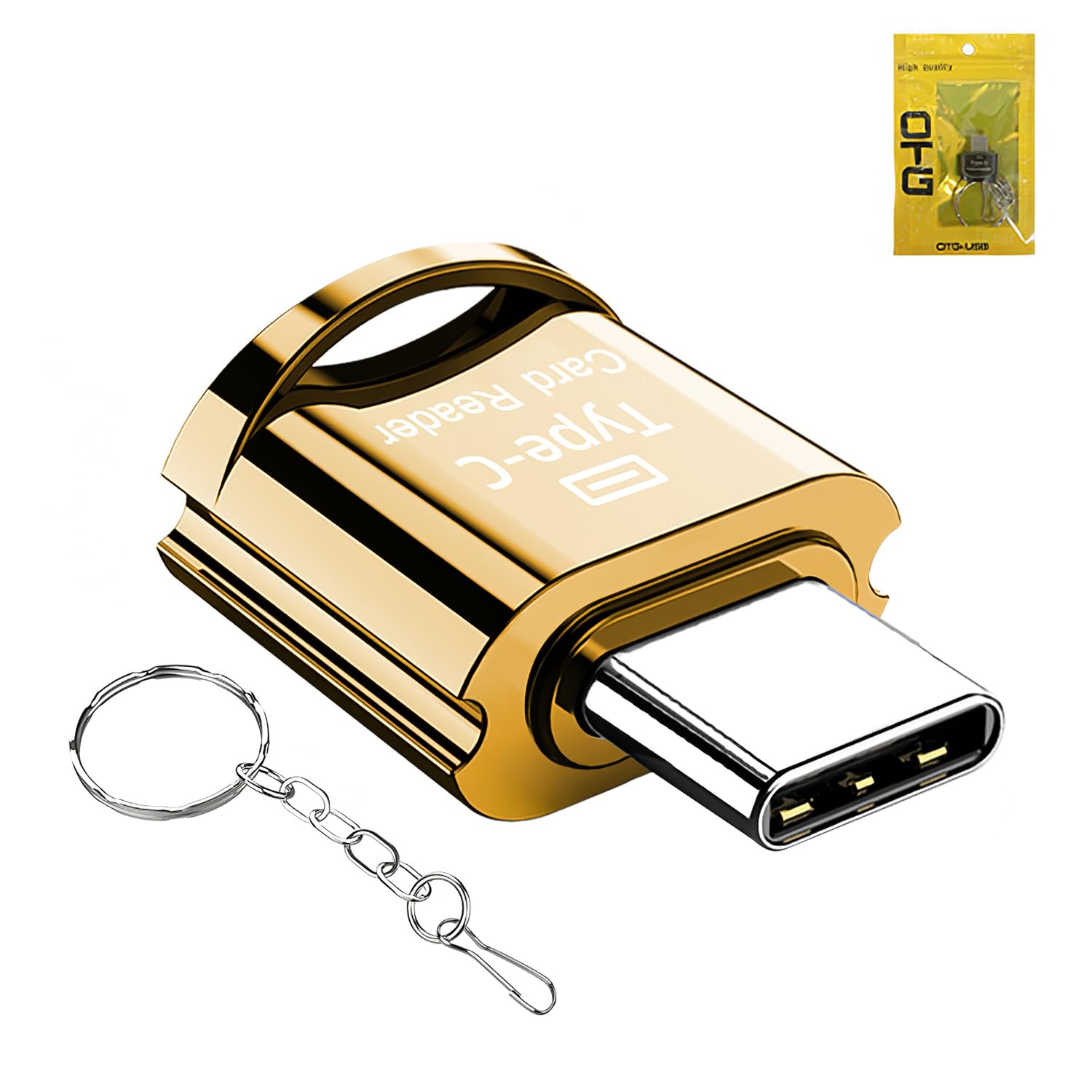 Card Reader Type C with Keychain, Portable Micro SD Card Adapter, High-Speed Memory Transfer for TF Storage, Compact OTG Connector for Mobile, Tablet, Computer