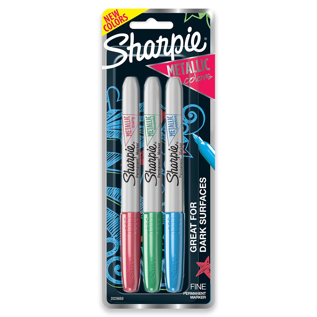 Sharpie Metallic Permanent Marker Assorted with Fine Tip Permanent Marker for Precise Writing | Suitable for Multipurpose Usage| Smudge Free | Office Stationery Items | Pack of 3