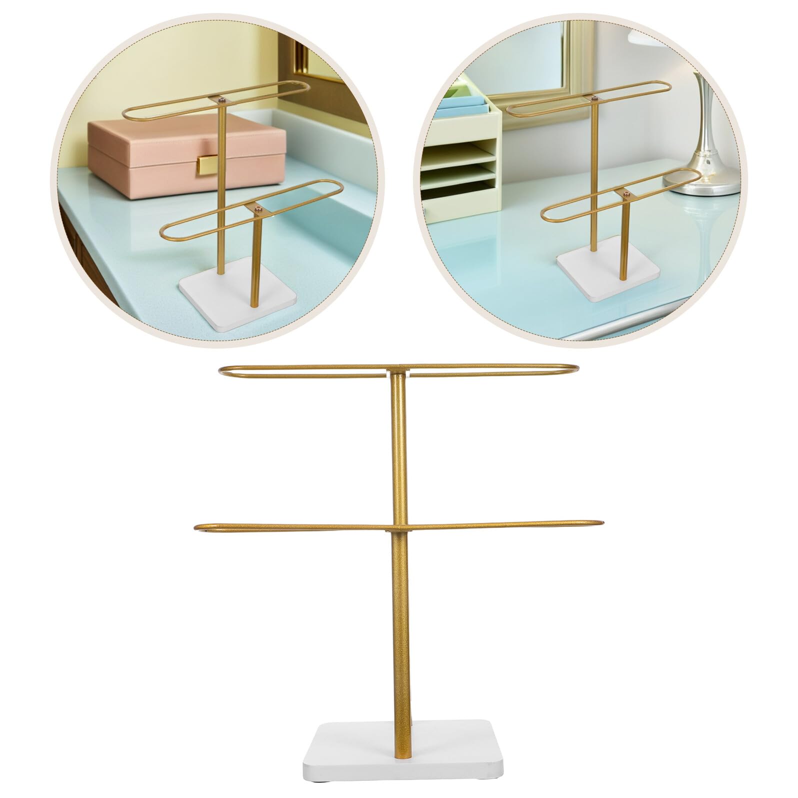Espositore per Occhiali da Sole in Ferro a 2 Livelli, Organizer Elegante e Facile da Montare, Struttura Multilivello Decorativa per Casa e Camera da Letto