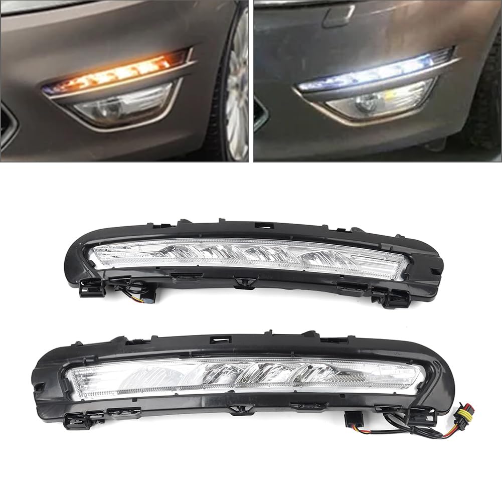 Cnswee6 2 Pcs Daytime Running Lights Front Fog Light Driving Lamps ABS White/White for Ford Mondeo 2011-2013