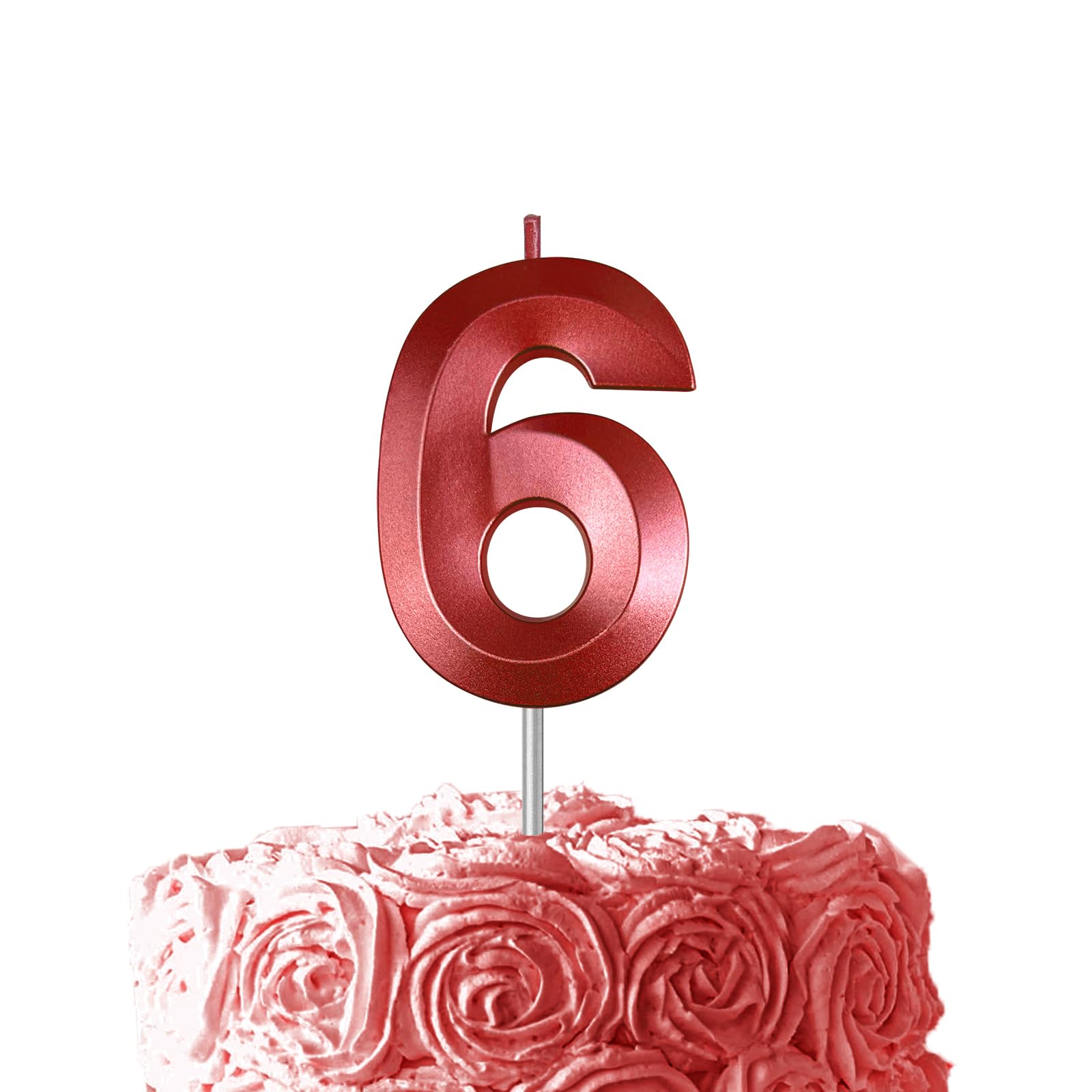Red Birthday Number 6 Candles for Wedding Party Cake Decorations